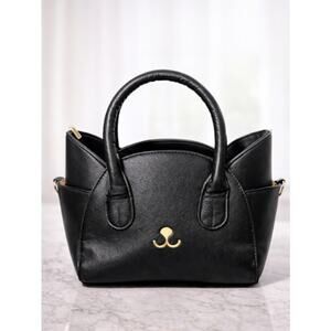 Black Cat Face Mini Satchel | Cute Top Handle Novelty Bag